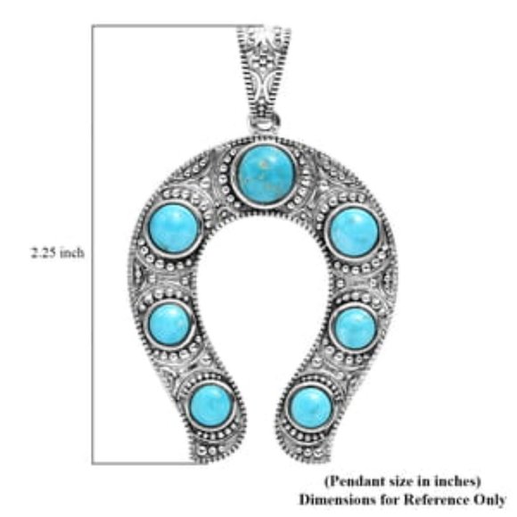 Lg Blue Ridge Turquoise Horseshoe Pendant in Sterling Silver on 24" Necklace NWT - Picture 11 of 12